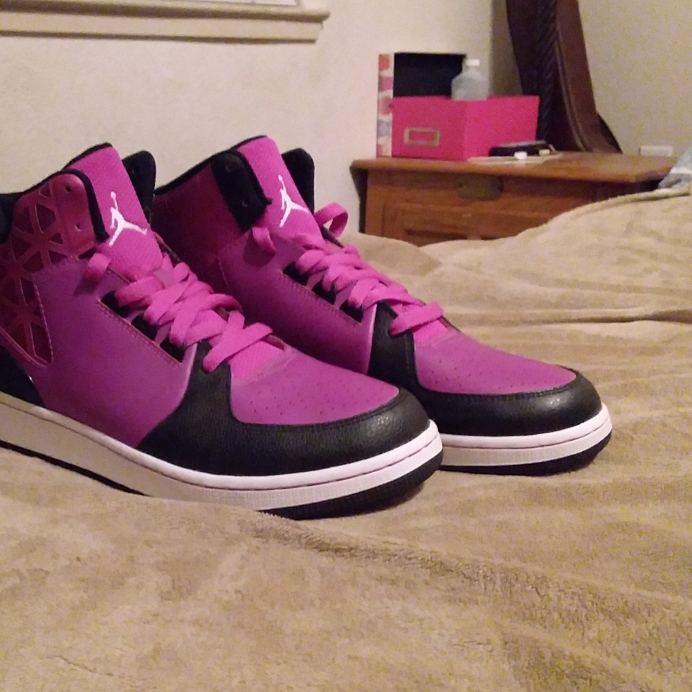 Red-violet and black Jordans